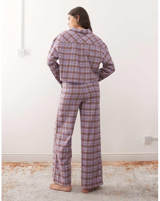 Monki Pink Mix And Match Flannel Pyjama Trousers