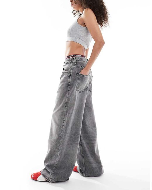 Vaqueros Gris Lavado De Pernera Ancha Suelta Y Talle Medio Charlie De -Azul Tommy Hilfiger de color Gray