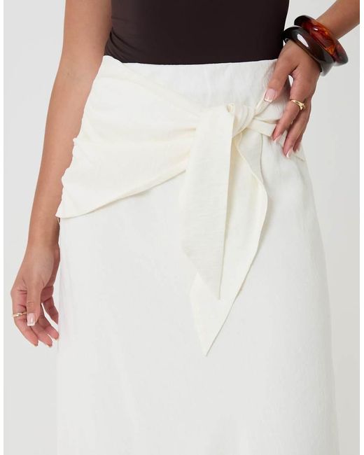 Threadbare White Tie Sash Midi Skirt