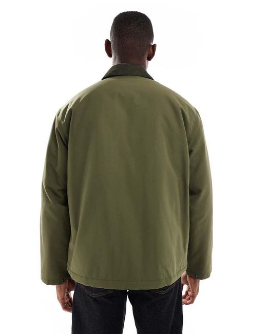 Only & Sons Green Cord Collar Padded Coach Jacket for men