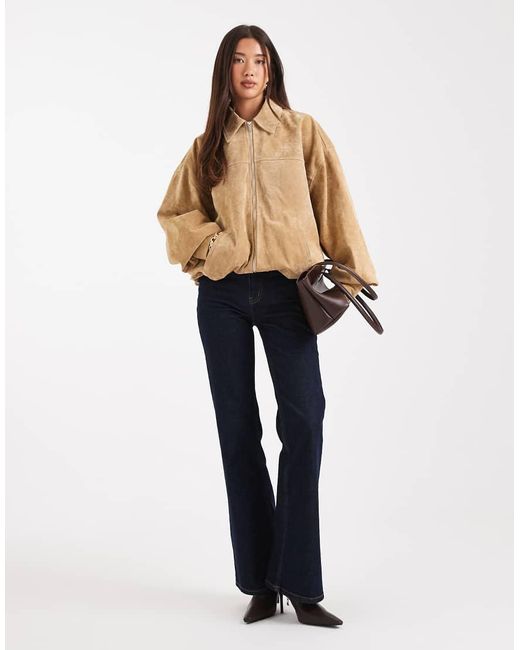 WeWoreWhat Natural Suede Bomber Jacket