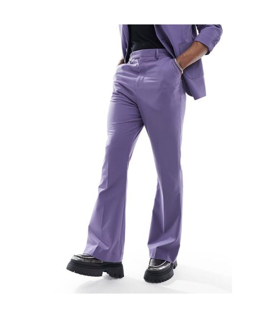 ASOS Purple Flare Suit Trouser for men