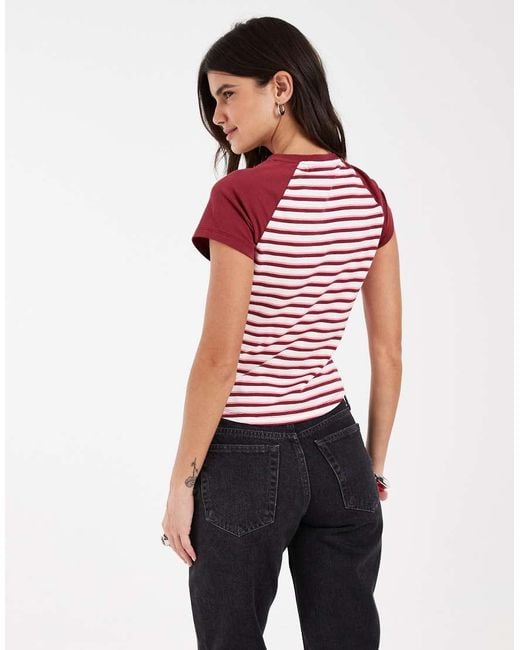 ASOS White Disney Raglan Baby Tee With Mickey Print