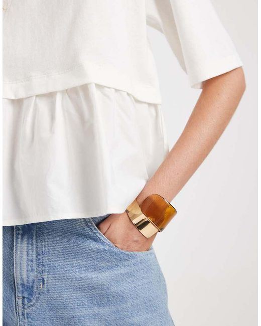 Miss Selfridge White Poplin Mix T-shirt