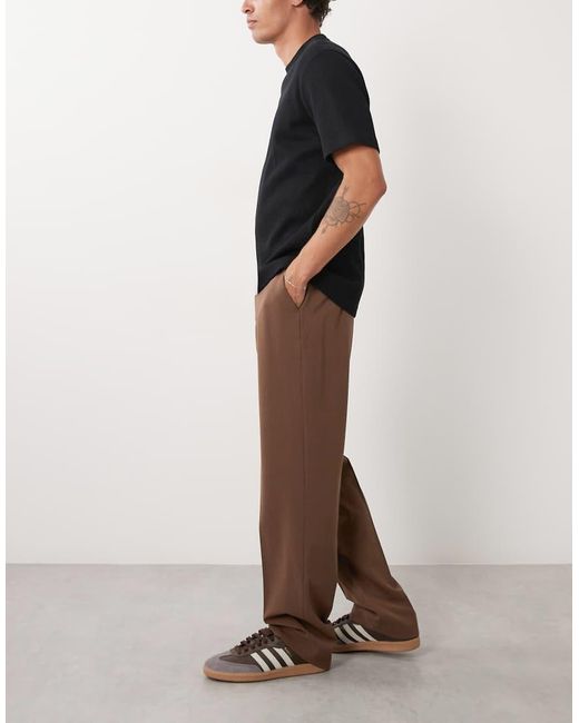 ASOS Brown Flexmax Smart Straight Trousers for men