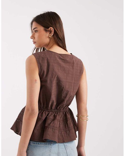 ONLY Brown Tie Detail Top