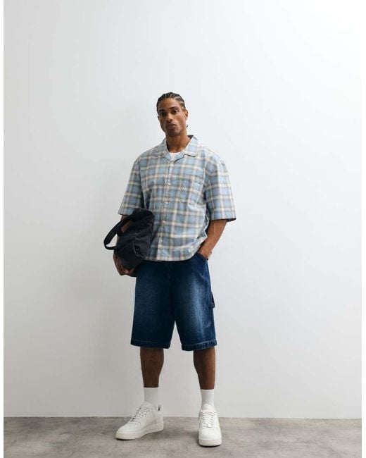 Weekday Blue Oversized Shirt for men