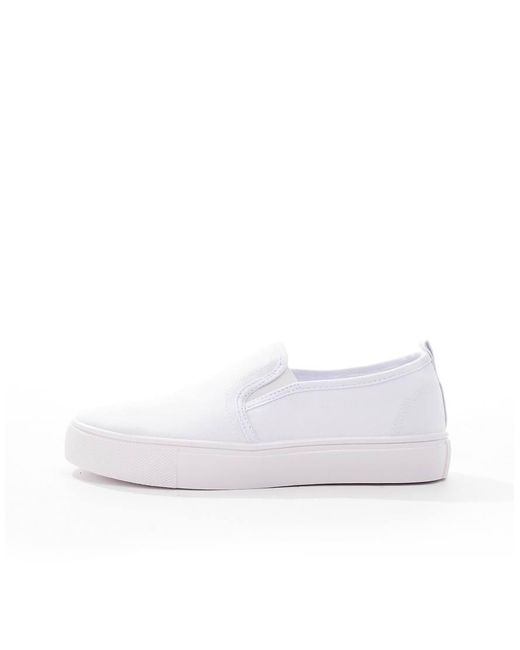 ASOS White Wide Fit Dotty Slip On Plimsolls