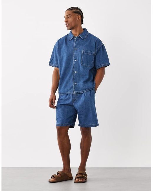 Jack & Jones Blue Short Sleeve Denim Shirt for men