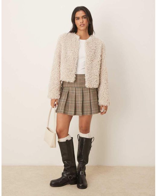 Jdy Natural Faux Fur Cropped Jacket