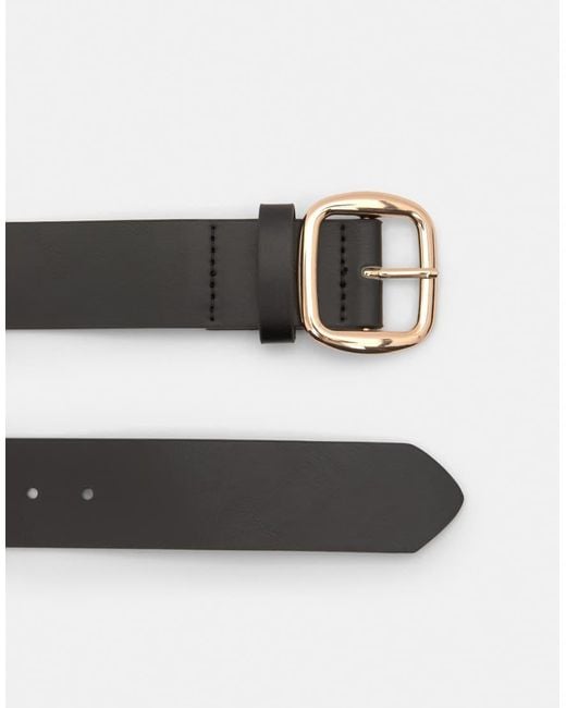 Pull&Bear Black Belt With Square Buckle
