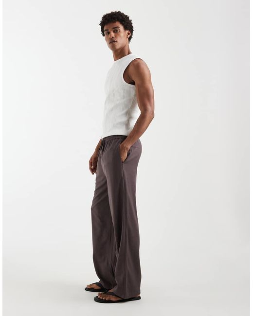 South Beach Purple Linen Mix Pants for men