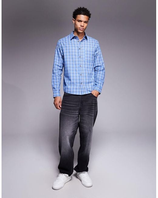 ASOS Blue Regular Fit Check Shirt for men