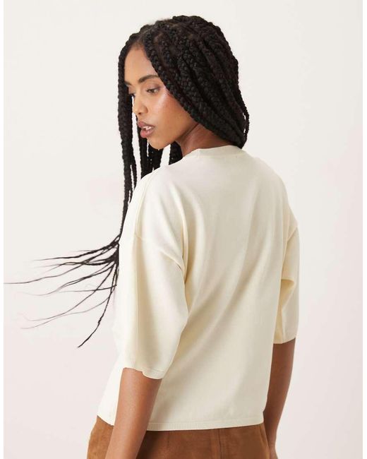 Camiseta Con Lateral Fruncido De Punto De -Blanco ASOS de color Brown