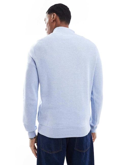 Jersey Azul Claro Jaspeado Con Media Cremallera Y Logo De Punto Texturizado De Algodón De Polo Ralph Lauren de hombre de color Blue