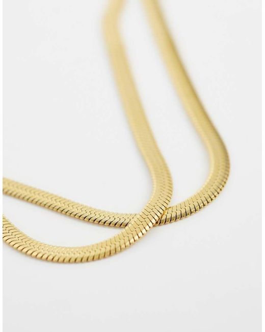 ASOS Metallic Asos Design Curve Waterproof Stainless Steel Multi-Row Snake Chain Bracelet