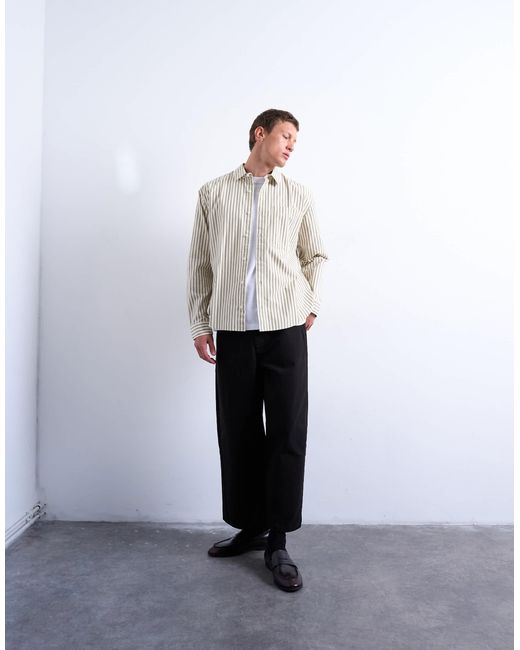 Topman White Relaxed Fit Stripe Shirt for men