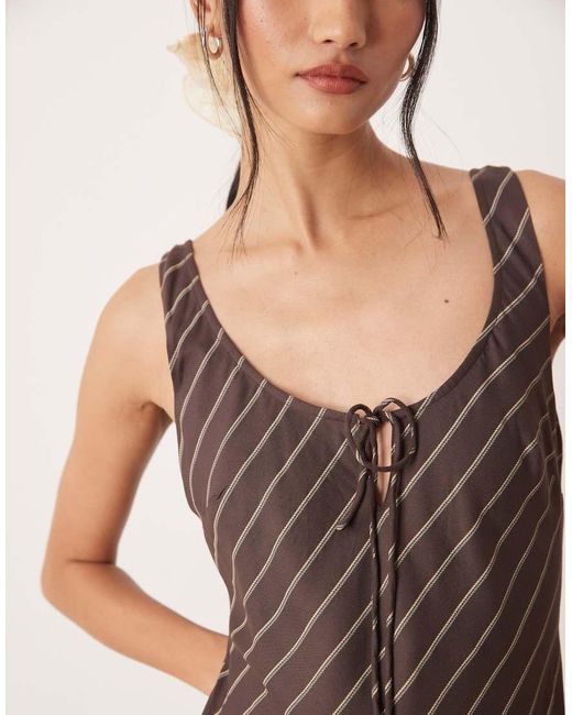 ASOS Natural Scoop Neck Tie Front Midi Dress