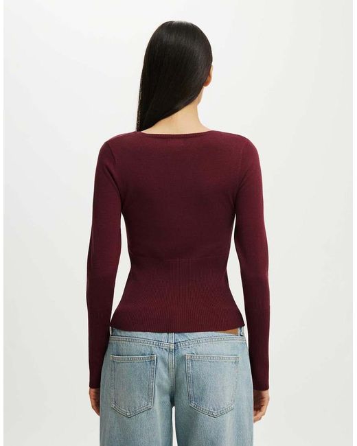 Cotton On Red Close Knit V-Neck Top