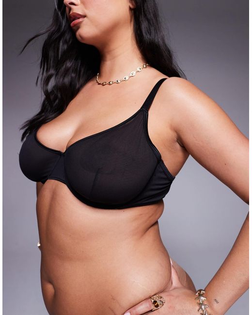 ASOS Black Asos design curve – lennox – netzstoff-bügel-bh