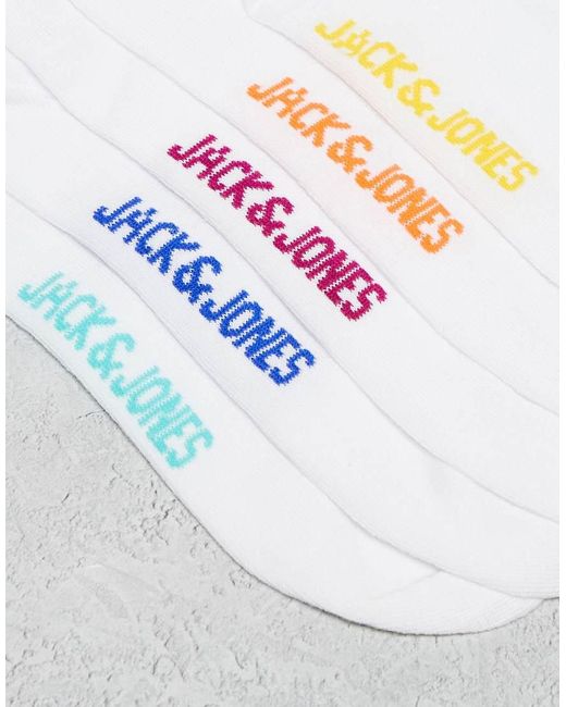 Jack & Jones Gray 5 Pack Tennis Sock With Motifs for men
