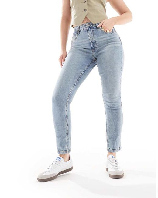 ASOS Blue Hourglass Slim Fit Mom Jeans