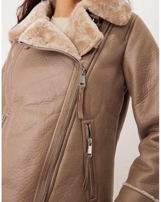 Barney's Originals Natural Faux Shearling Aviator
