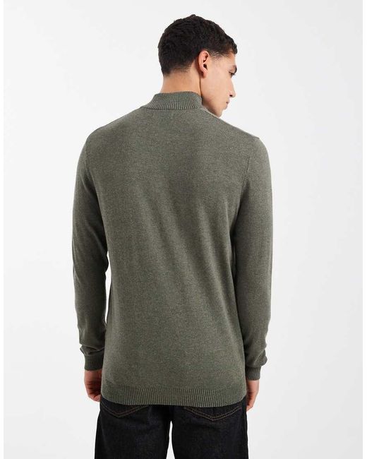 Only & Sons Gray Quarter Zip Knitted Jumper for men