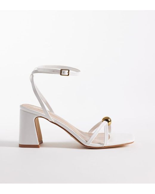 Raid Wide Fit White Devena Block Heeled Sandals