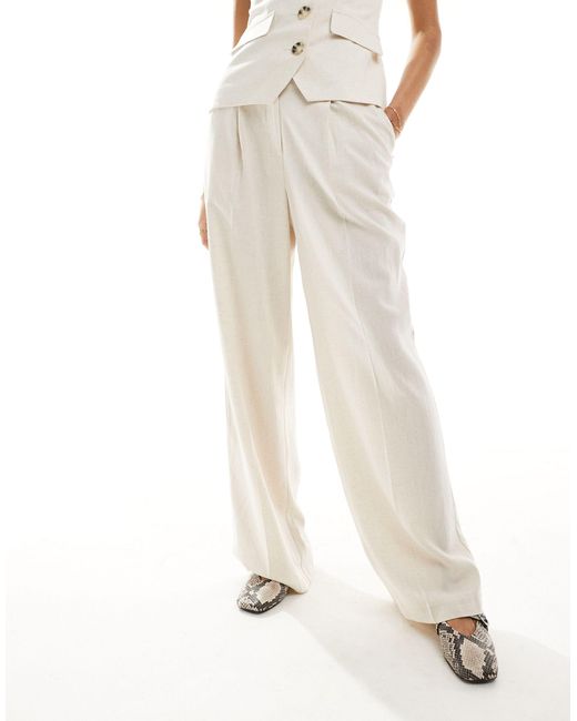 Pantalon d'ensemble large en lin - naturel Miss Selfridge en coloris White