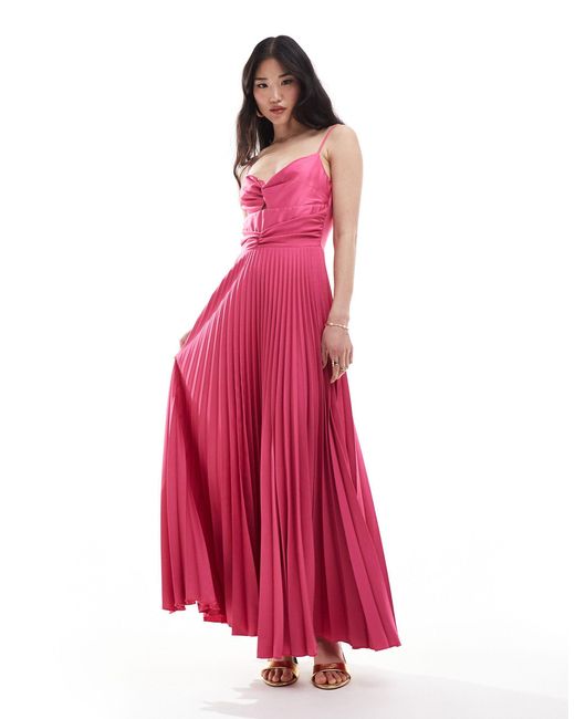 Closet Pink Twist Front Satin Maxi Dress