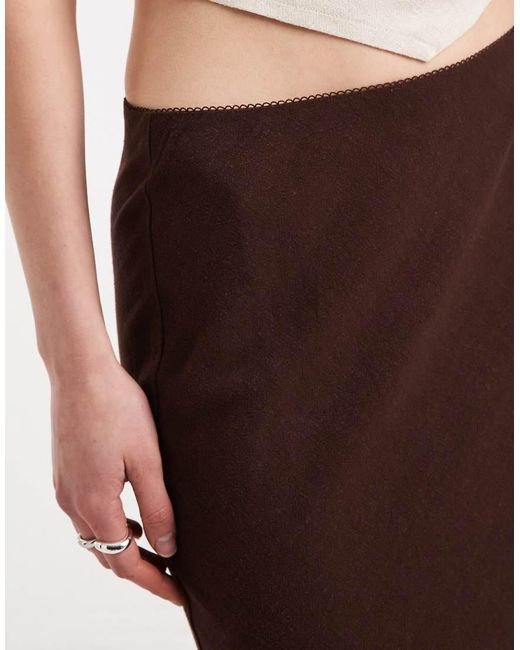 ASOS Brown Linen Bias Midaxi Skirt