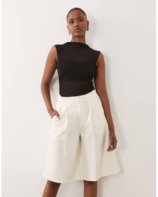 ASOS Natural Slinky Twill Tailored Bermuda Short