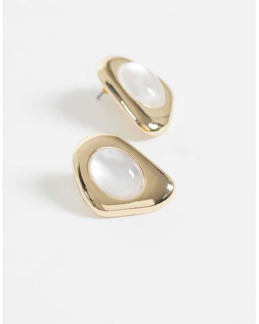 Accessorize White Stone Molten Shield Stud Earrings
