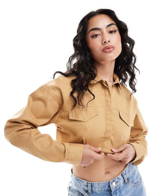 ASOS Brown Cropped Cargo Shirt