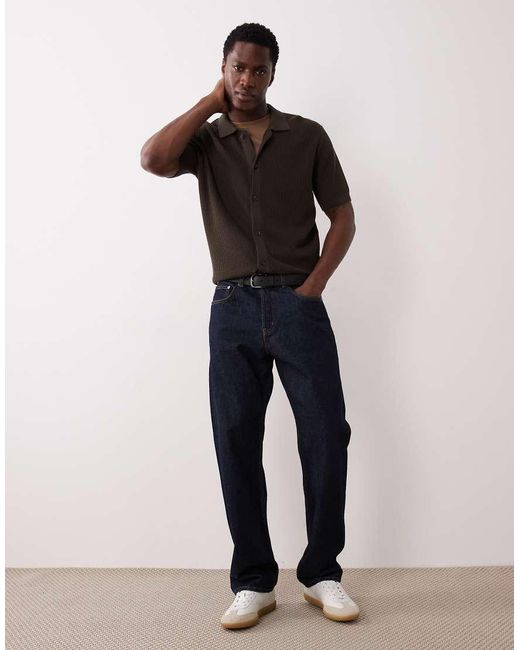 Mango Brown 100% Cotton Waffle Knit Button Down Cardigan for men