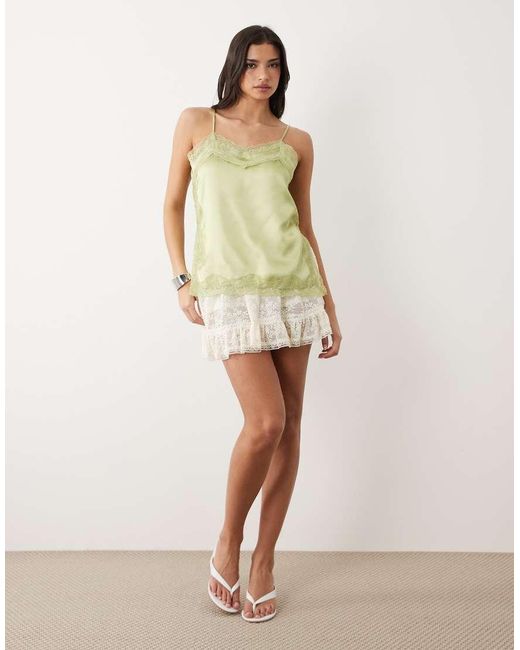 Gina Tricot Natural Satin Lace Singlet