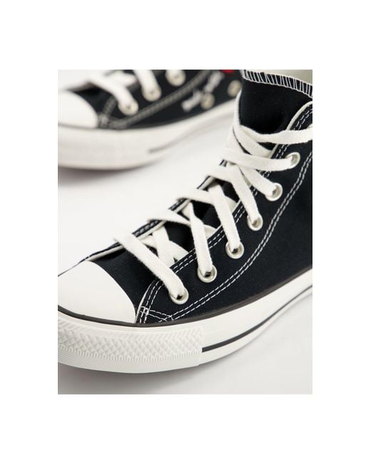 Zapatillas negras altas con estampado Converse de color Negro | Lyst