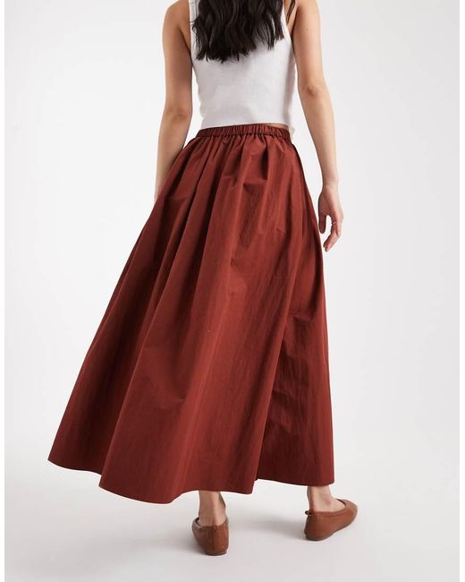 ASOS Midi-Rok Met Volumineus Detail in het Red