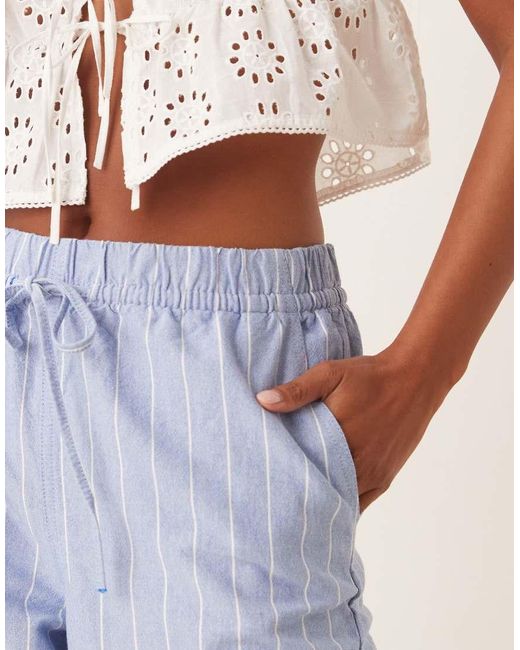 JDY Petite Blue Wide Leg Pull On Trousers