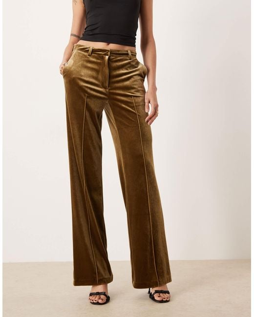 ASOS Natural Asos Design Tall Tailored Velvet Slim Straight Trousers
