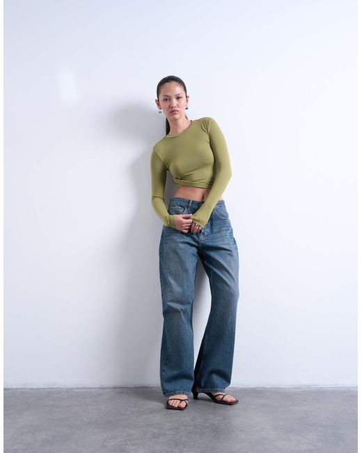 TOPSHOP White Twist Side Long Sleeve Top