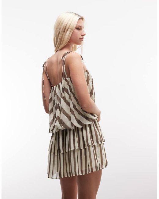 ASOS White Chiffon Drop Waist Bubble Hem Mini Dress