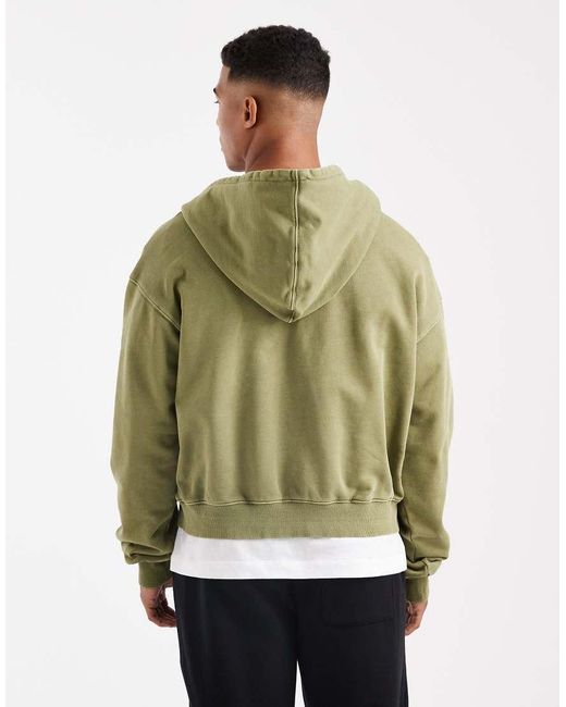 Cotton On Green Cropped Zip Up Hoodie for men