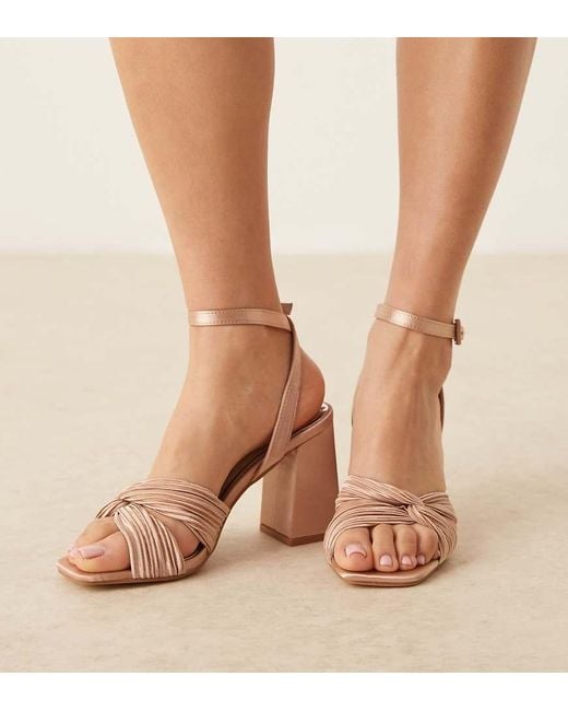 Be Mine Wide Fit Pink Bridal snuggle Plisse Block Heeled Sandals