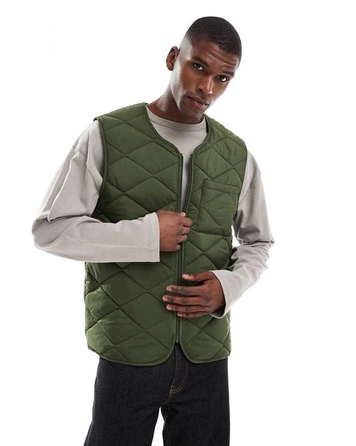 New Look Green Quilted Gilet for men