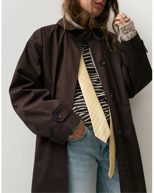 Pull&Bear Brown – oversize-trenchcoat