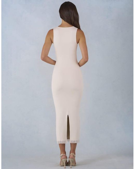 Oh Polly White Lace Trim Detail Midi Dress