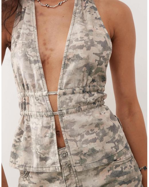 Collusion Green Halter Top With Tie Straps