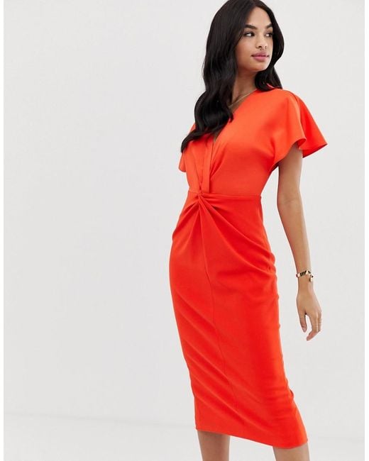 Vestido ajustado con diseño cruzado Ellame Ted Baker de color Orange